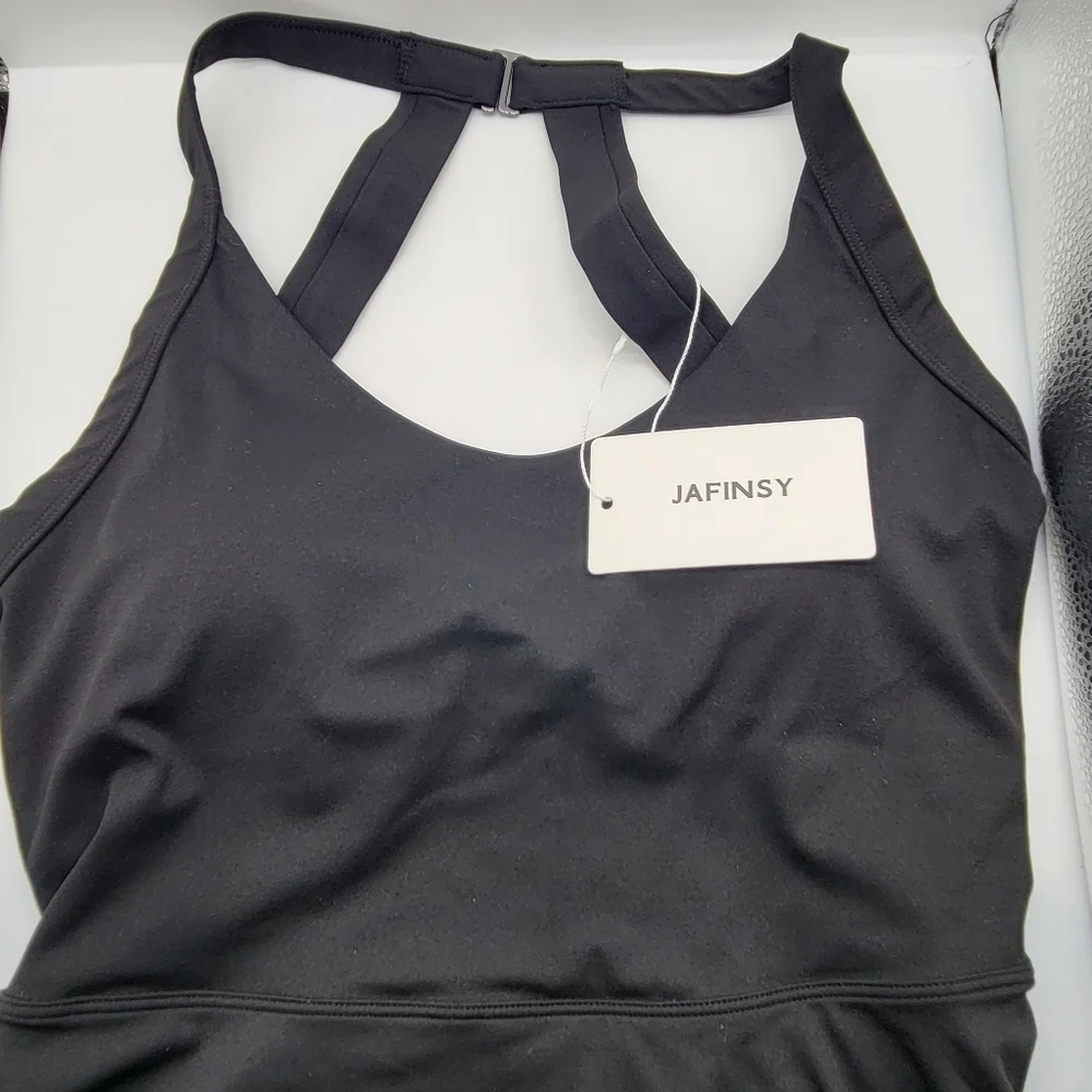 JAFINSY Tennis Golf Black Dress with Built in Shorts Bra Athletic Summer Large - Picture 10 of 10